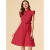 Allegra K Women's Cotton Ruffled Cap Sleeve Tie Waist Button Casual Office Shirt Dress - 2 of 4