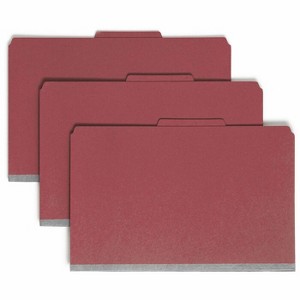 Smead SafeSHIELD Fastener 1-Divider Legal Classification Folders - Bright Red - Case of 10 - 1 of 2