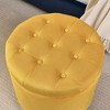 CAVINAS Round Storage Ottoman with Reversible Tray Top, Multi-Functional Round Linen Button Ottoman, Ottoman with Storage Space - 4 of 4