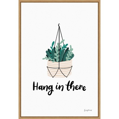 16" x 23" Hang in There Houseplant by Becky Thorns Framed Wall Canvas - Amanti Art