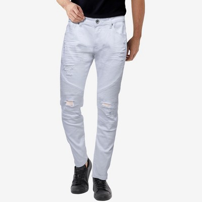 White biker sales denim jeans