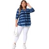 Agnes Orinda Women's Plus Size Tie Dye Criss Cross V Neck Casual Blouses - 3 of 4