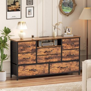 JHK 8-Drawer Fabric Dresser – Metal Frame, Rectangular Storage Chest For Bedroom/Home Office