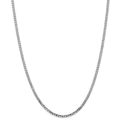 Black Bow Jewelry 2.9mm 14k White Gold Beveled Solid Curb Chain Necklace