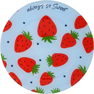 Pavilion Gift Company - Strawberries - 8" Glass Appetizer Plate - Serving Platters - 1 of 4