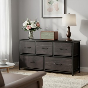 PAGED Dresser with 4 Fabric Drawers, Versatile Chest of Drawers, Modern Storage Cabinet with Wooden Top for Living Room, Bedroom - 1 of 4