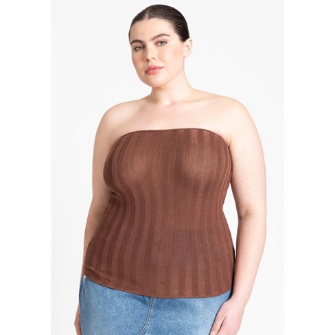 ELOQUII Women's Plus Size Sweater Tube Top - image 1 of 4