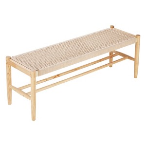 VEVOR Rattan Bench, 47.6" Wooden Rattan Bench with Shoe Storage, Entryway Bench with Oak Wood Legs, Solid Wood Boho Bench with Hand Woven Rattan - 1 of 4