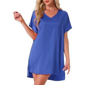 INSPIRE CHIC Women's Nightgown V neck Soft Short Sleeve Loungwear Thigh Length Sleepdress - 1 of 4