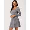 Allegra K Women's Fall Vintage Square Neck Long Sleeve Plaid Dress - 3 of 4