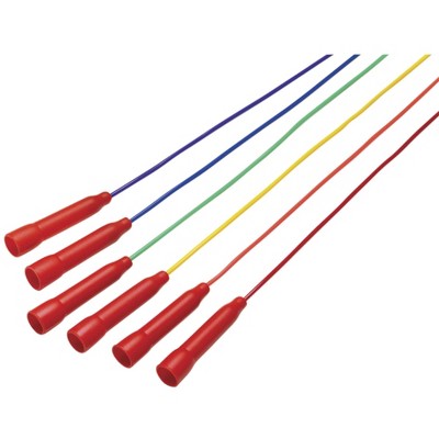 Sportime Jump Ropes, 7 Feet, Assorted Colors, Red Handles, Set of 6