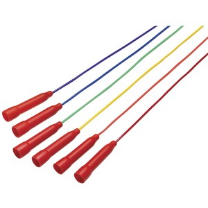 Sportime Jump Ropes, 7 Feet, Assorted Colors, Red Handles, Set of 6 - 1 of 2
