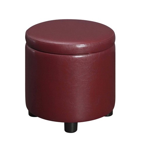 Round red deals leather ottoman