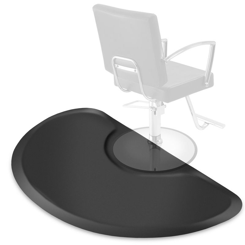 Saloniture Salon & Barber Shop Chair Anti-Fatigue Floor Mat - Black Semi Circle, 1 of 8