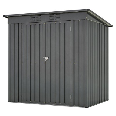 NicBex 6x4 Ft Outdoor Metal Storage Shed with Lockable Doors and Punched Vents for Backyard Garden,Patio,Black