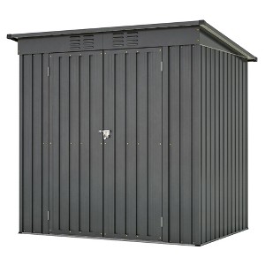 NicBex 6x4 Ft Outdoor Metal Storage Shed with Lockable Doors and Punched Vents for Backyard Garden,Patio,Black - 1 of 4