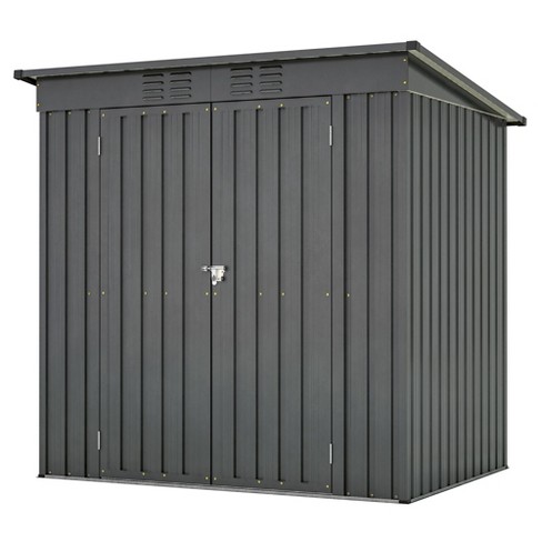 NicBex 6x4 Ft Outdoor Metal Storage Shed with Lockable Doors and Punched Vents for Backyard Garden,Patio,Black - image 1 of 4