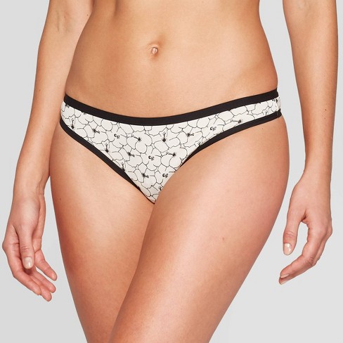 Body Touch Cotton pack of 2 stretch cotton thongs black/white
