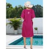 LA LEELA Women's House Daily Routine Evening Wear Holiday Casual Solid Casual Relaxed Caftan Mini Cover Up Evening Dresses for Women 2X-3X Pink, Solid - 4 of 4