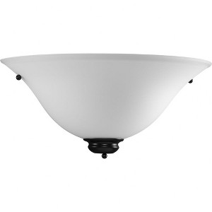 Progress Lighting, Flared Cone Collection, 1-Light Wall Sconce, Matte Black, Etched Glass, Ceramic Material - 1 of 2