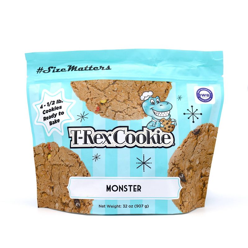 T-Rex Cookie Frozen Monster Cookie Dough - 32oz/4pk, 1 of 10