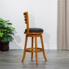 30" Bar Height Slat Back Swivel Stool with Fabric Seat and Natural Finish, Solid Hardwood Frame for Kitchen or Bar - 2 of 4