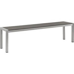 Modway Shore Outdoor Patio Aluminum Bench – Weather-Resistant Bench with Slatted Seat and Modern Minimalist Style - 1 of 4