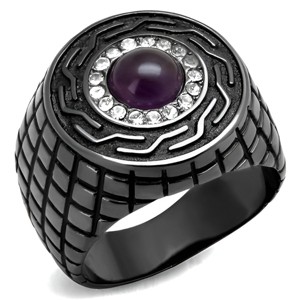 Slickblue Light Black Stainless Steel Ring, Men's Jewelry with Synthetic Amethyst Crystal, Single-Tone Style, Sizes 8-13 - 1 of 4