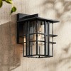 Possini Euro Design Arley Modern Outdoor Wall Light Fixture Black Geometric Frame 12" Seedy Glass for Post Exterior Barn Deck House Porch Yard Patio - 2 of 4