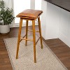 JONATHAN Y Peroni MidCentury Classic Saddle-Seat Solid Wood/Vegan Leather Backless Stool with Removeable Cushion - 2 of 4