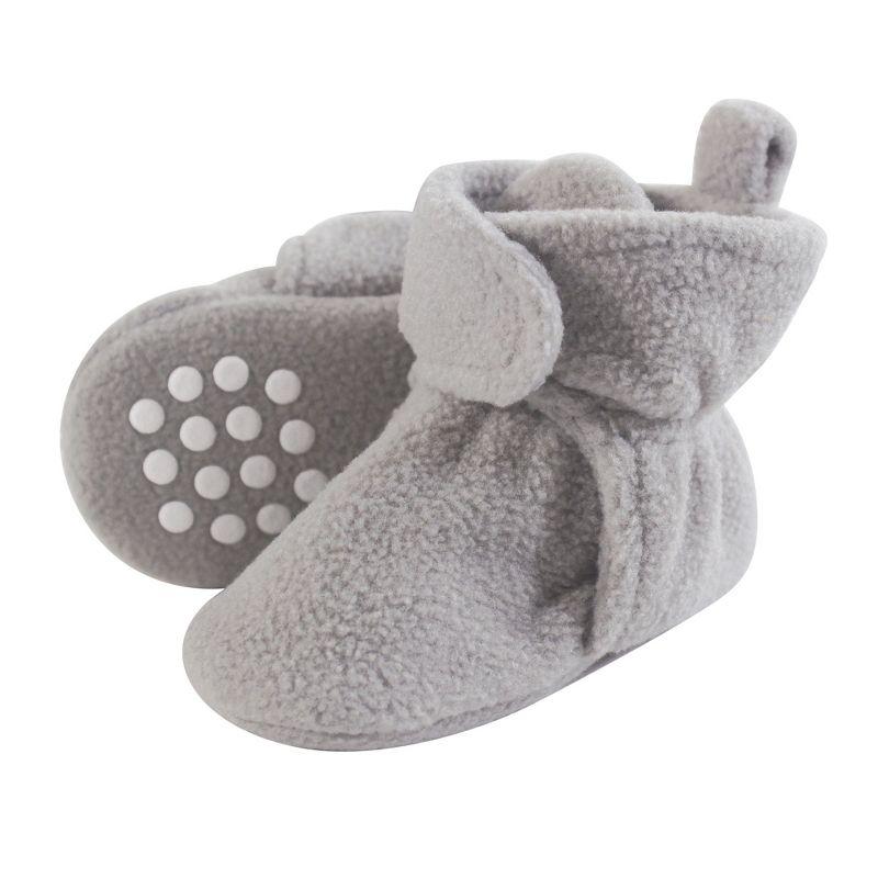 Luvable Friends Baby and Toddler Cozy Fleece Booties, Neutral Gray, 1 of 3
