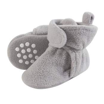 Luvable Friends Baby and Toddler Cozy Fleece Booties, Neutral Gray