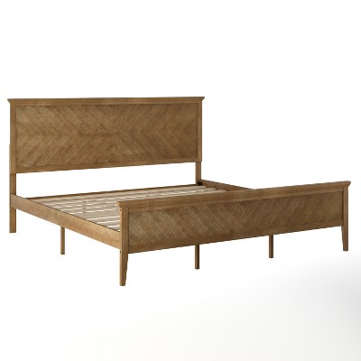 Flash Furniture Fiona Solid Wood Platform Bed Frame with Headboard, Footboard, and Slatted Bottom