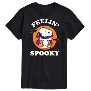 Men's Peanuts Feelin Spooky Short Sleeve Graphic T-Shirt - Black - LG Big and Tall - 1 of 4