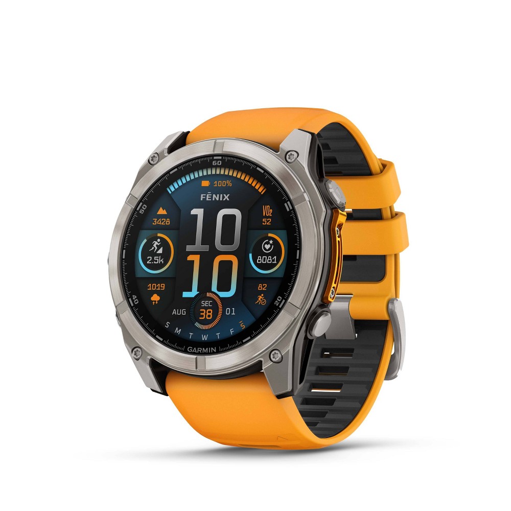 Garmin Fenix 8 51 mm AMOLED GPS Smartwatch Sapphire Titanium with Spark Orange/Graphite Silicone Band