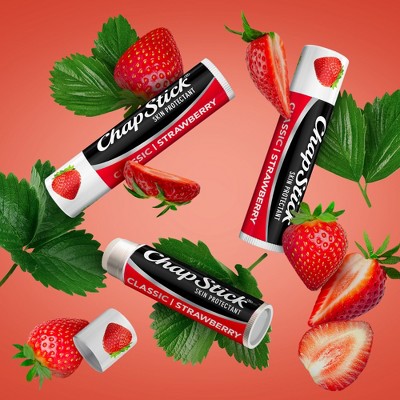Chapstick Classic Lip Balm - Strawberry - 3ct/0.45oz: Paraben-Free, Sulfate-Free, Contains Almond Oil, Moisturizing