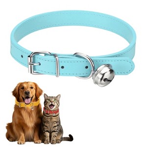 Unique Bargains Dog Collar with Bell Adjustable Buckle PU Leather Dog Collars - 1 of 4
