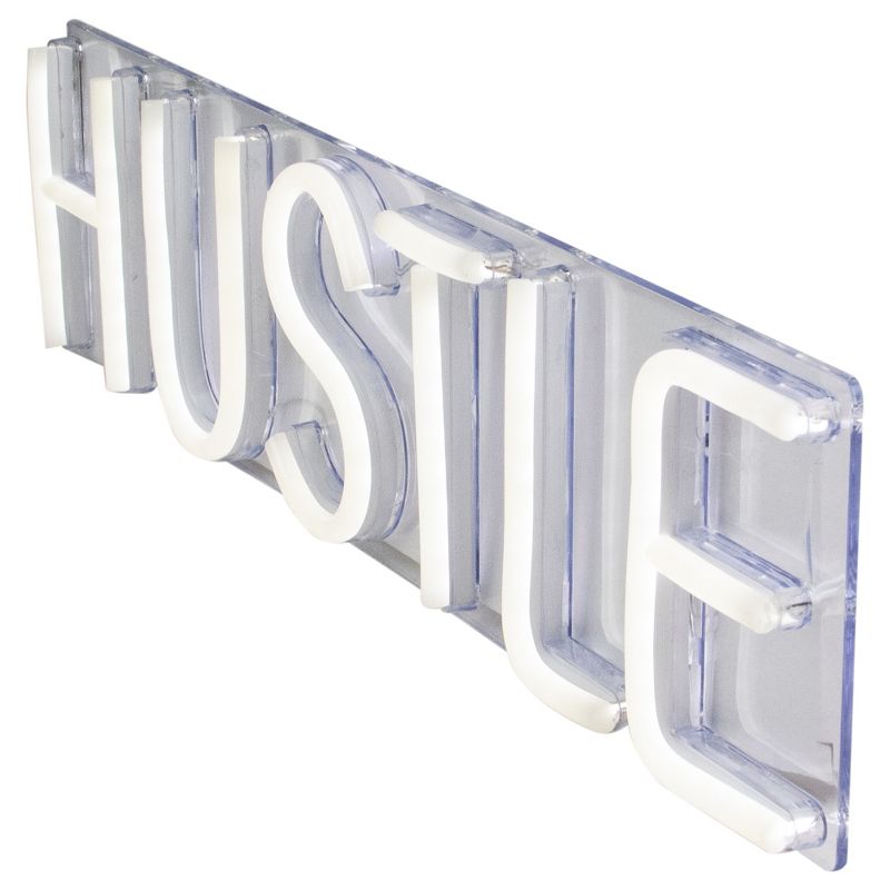 Northlight 20” Bright White Neon Style Hustle LED Lighted Wall Sign, 3 of 7