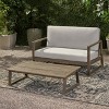 Christopher Knight Home Hazel Outdoor Acacia Wood Loveseat and Coffee Table Set with Cushions - 2 of 4