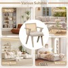 Accent Chair Mid-Century Armchair with Rattan Backrest Padded Seat Upholstered Reading Chairs for Bedroom Living Enterway Kitchen Natural Linen - 2 of 4
