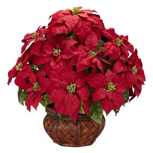 HomeStock Poinsettia with Decorative Silk Arrangement - 1 of 4