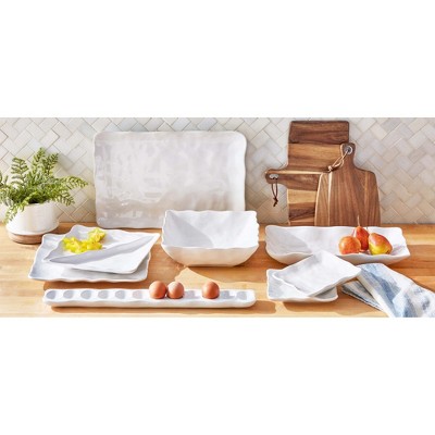 Formoso White Ceramic Square Divided Serving Dish, 10 inch