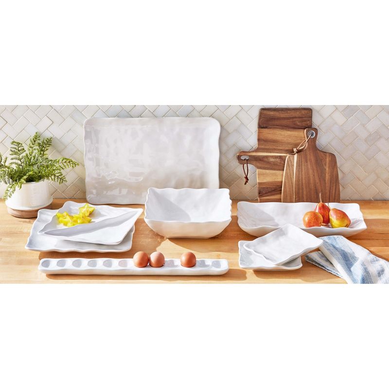 tagltd Formoso White Stoneware Oval Dinnerware Serving Tray Platter Dishwasher Safe 18.0L x 9.25W x 2.0H inches, 3 of 4