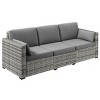 78.75" Wicker Patio Sofa with Cushions, 3 Seat Outdoor Couch with Steel Frame for Deck or Garden -3irtyhousy - 4 of 4