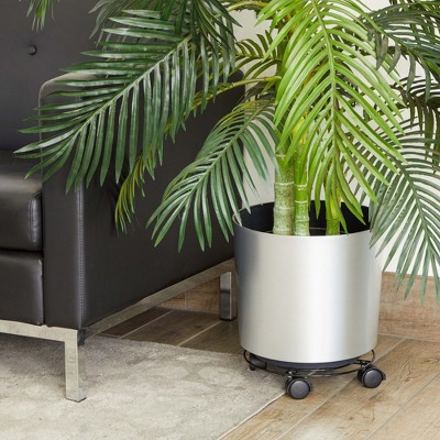Heavy-Duty Black Metal Rolling Plant Stand with Wheels, 4-Pack