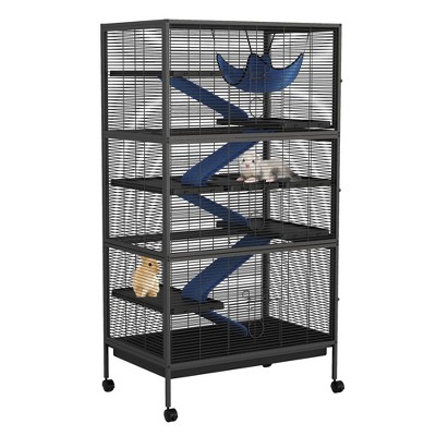 Metal Small Animal Cage, 6-Tier Ferret Cage with Removable Flannel ramps and Hammock for Chinchillas/Guinea Pig/Rabbit/Rolling Critter Nation Cage