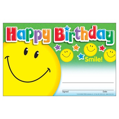 Trend Happy Birthday Smile Recognition Awards, 30 ct (Case of 4)