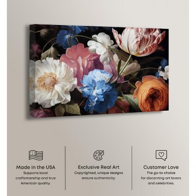 Elegant Realistic Floral Canvas Wall Art in Multicolor, 54" x 36"