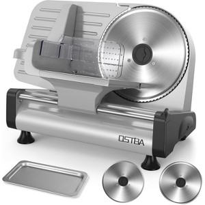 OSTBA 200W Electric Meat Slicer with 8.7” Stainless Steel Blades, Adjustable Thickness & Food Tray for Meat, Cheese & Bread - 1 of 4