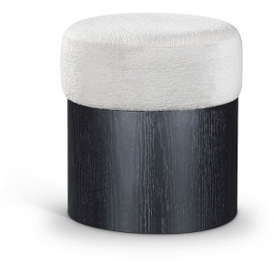 Meridian Furniture,Nimes Velour Fur Fabric Ottoman/Stool - 1 of 4